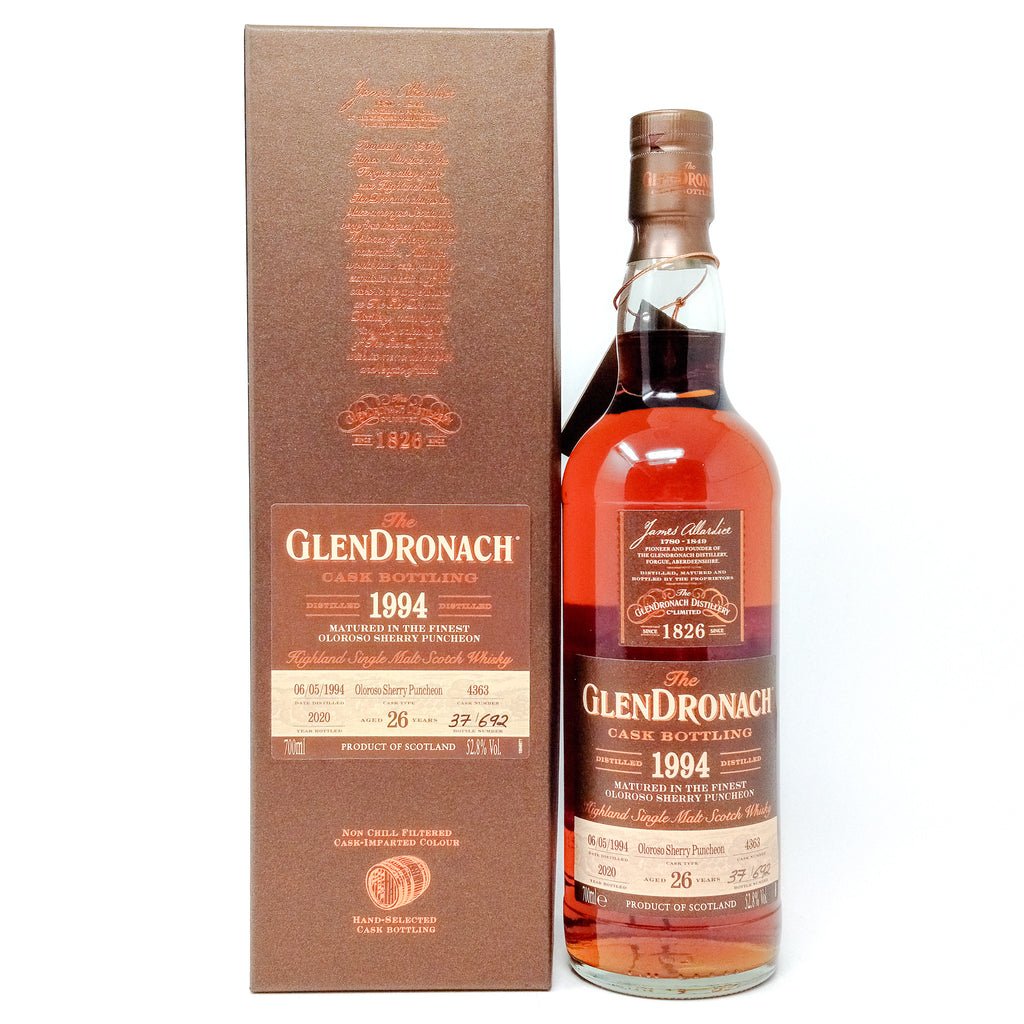 Glendronach 1994 26 Year Old Single Oloroso Puncheon #4363 Single Malt Scotch Whisky, 70cl, 52.8% ABV Glendronach 1994 26 Year Old Single Oloroso Puncheon #4363 Single Malt Scotch Whisky, 70cl, 52.8% ABV