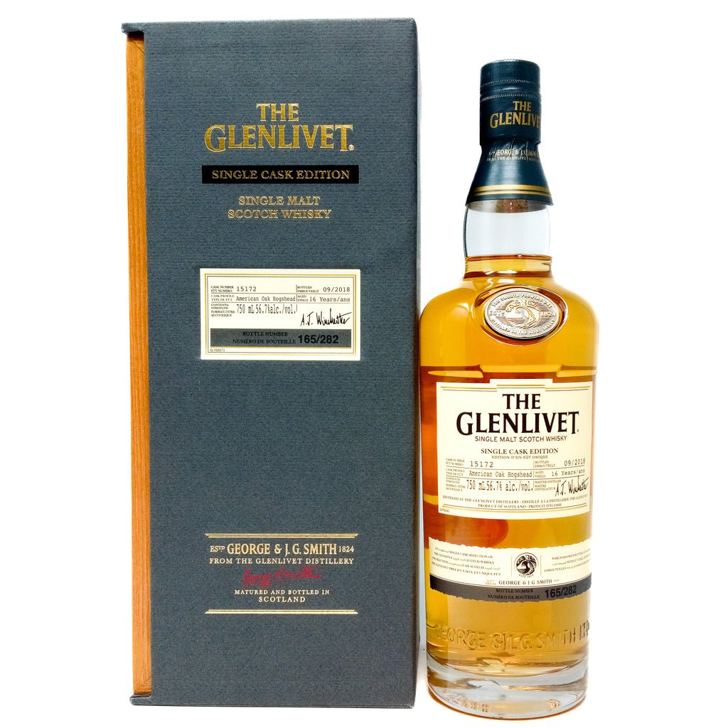 Glenlivet 2018 16 Year Old Single Cask Edition #15172 Single Malt Scotch Whisky, 75cl, 56.7% ABV Glenlivet 2018 16 Year Old Single Cask Edition #15172 Single Malt Scotch Whisky, 75cl, 56.7% ABV