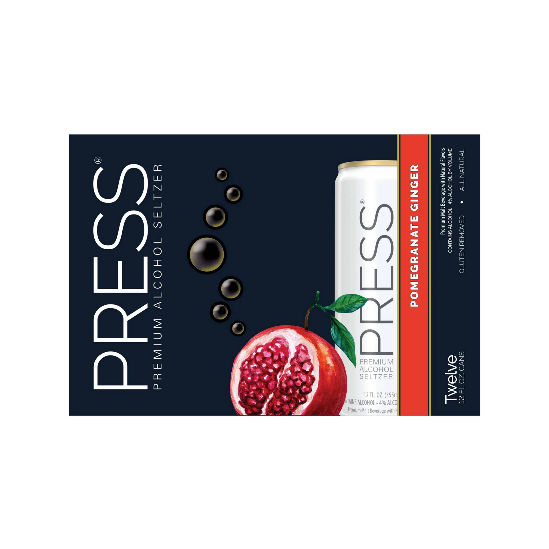 Press Seltzer Pomegranate Ginger 12Pk Press Seltzer Pomegranate Ginger 12Pk