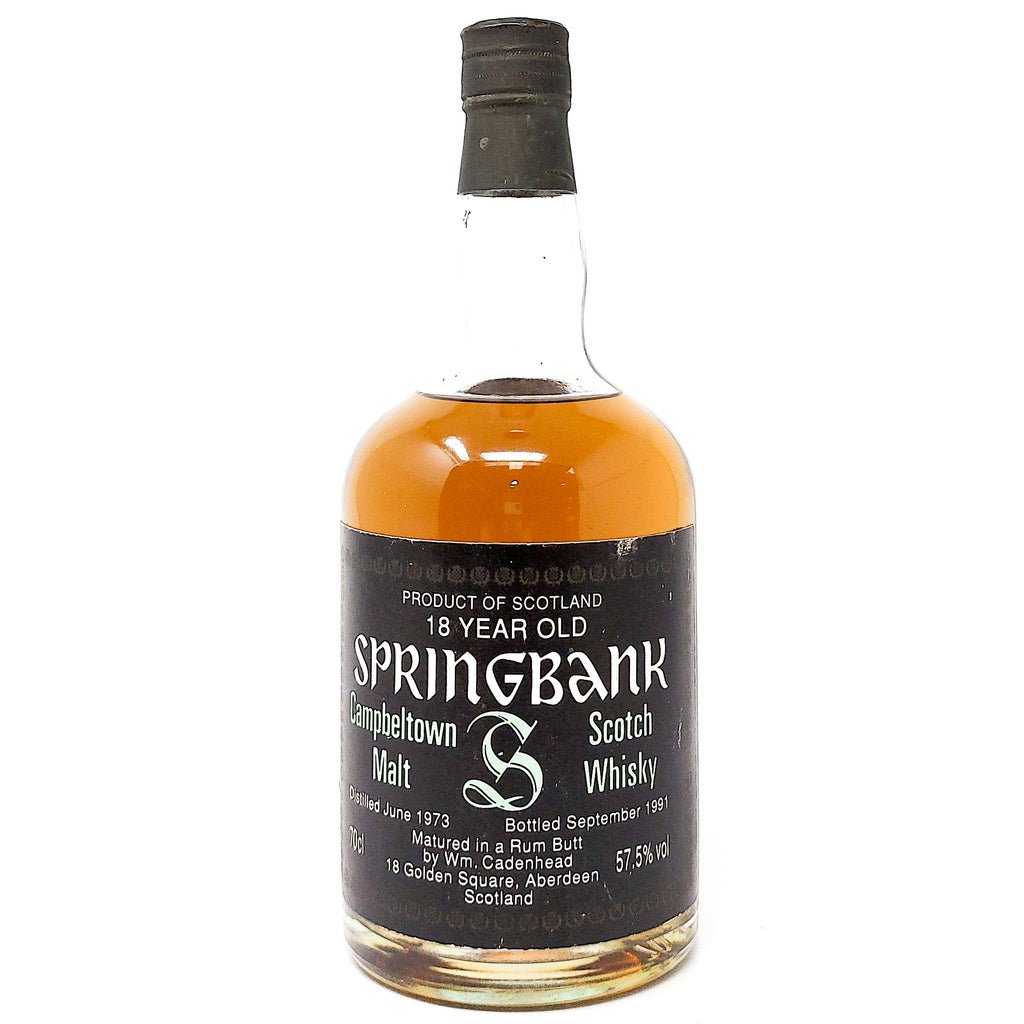 Springbank 1973 Cadenhead's 18 Year Old Rum Butt Single Malt Scotch Whisky, 70cl, 57.5% ABV Springbank 1973 Cadenhead's 18 Year Old Rum Butt Single Malt Scotch Whisky, 70cl, 57.5% ABV