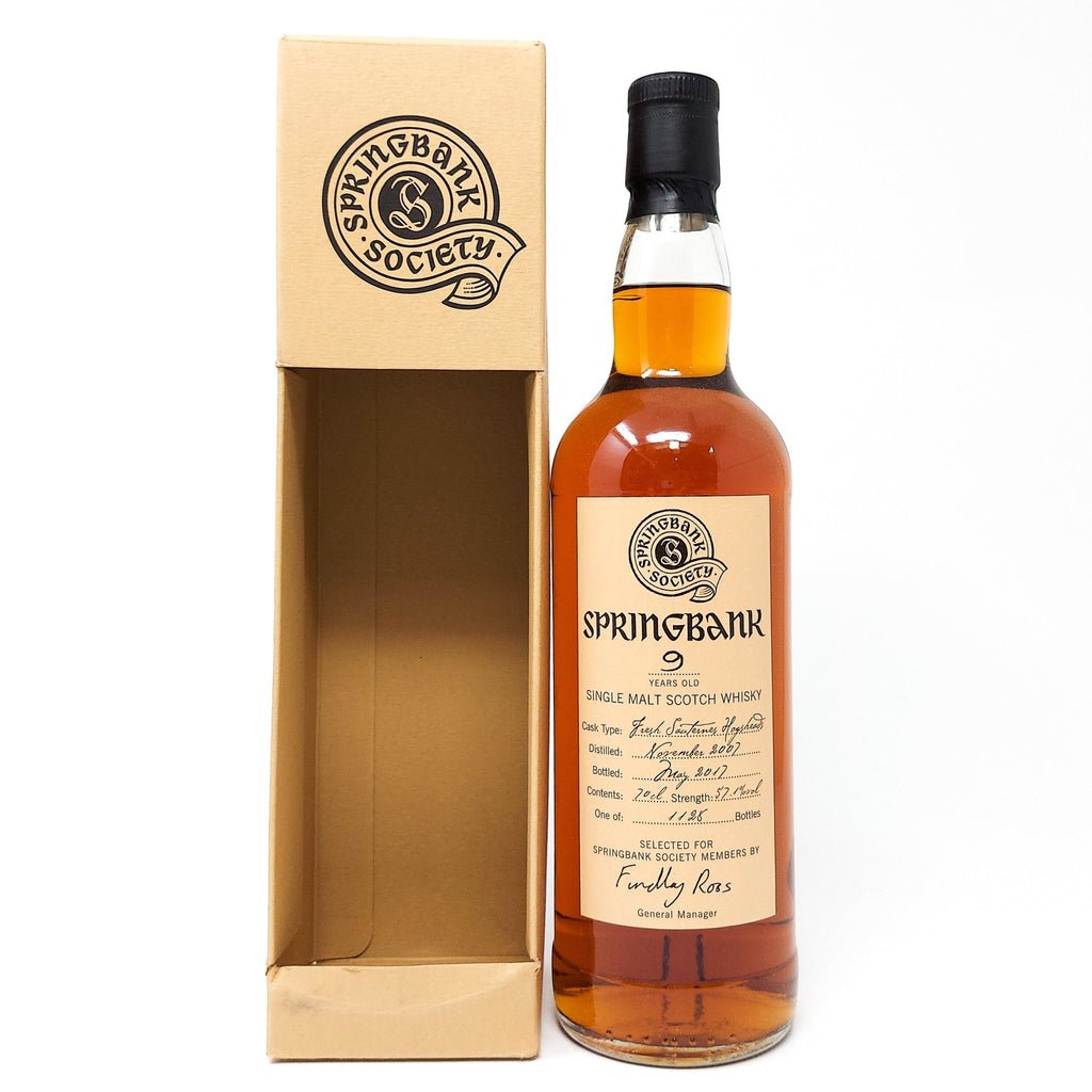 Springbank 2007 9 Year Old Society Bottling Single Malt Scotch Whisky, 70cl, 57.1% ABV. Springbank 2007 9 Year Old Society Bottling Single Malt Scotch Whisky, 70cl, 57.1% ABV.